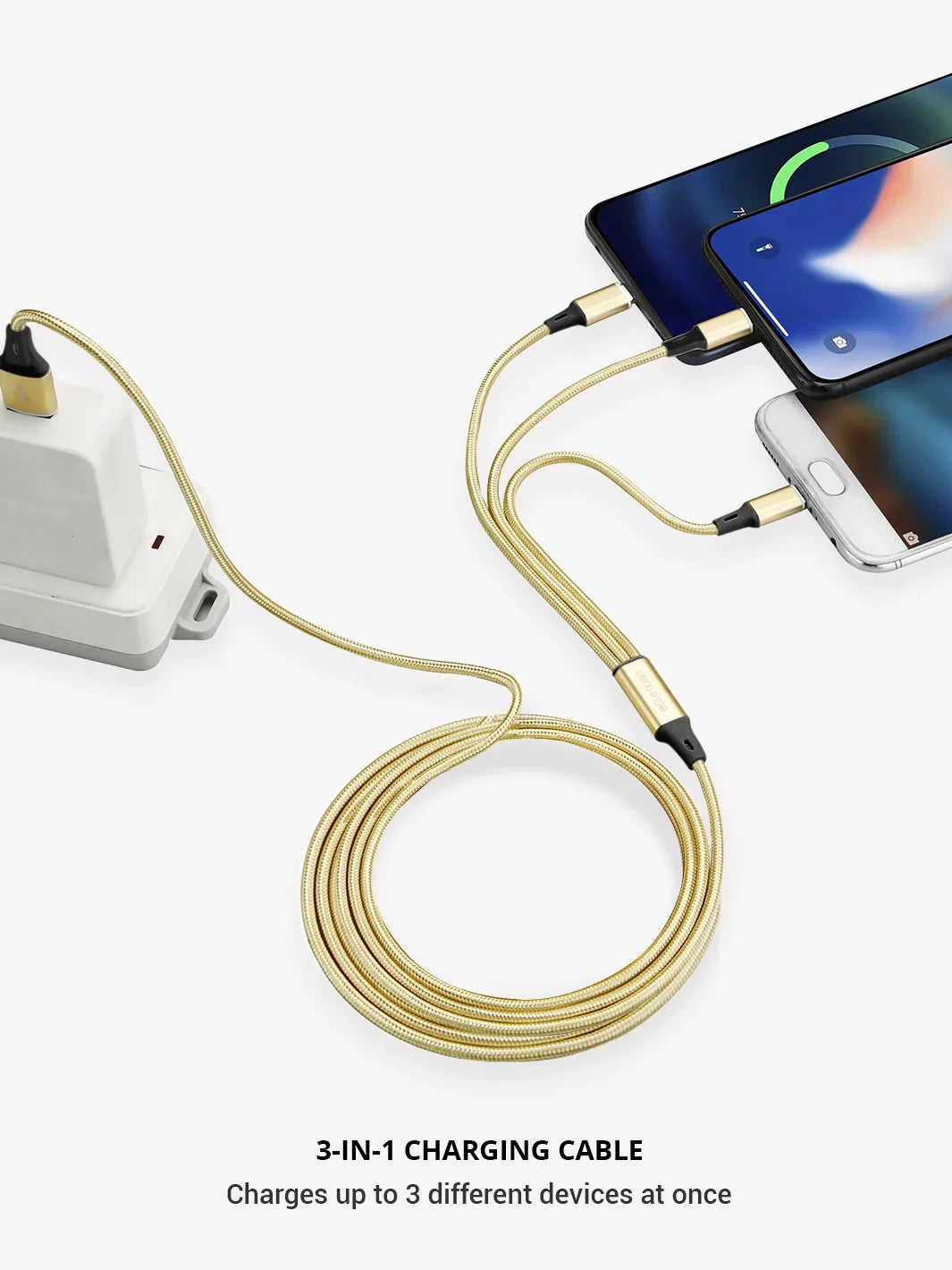 Gold 3-in-1 Charging Cable (USB A)