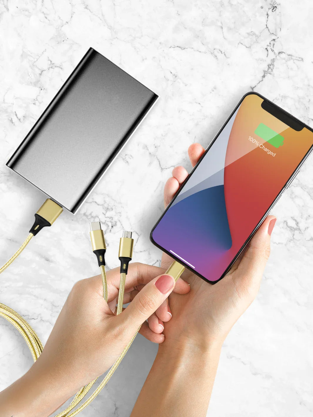 Gold 3-in-1 Charging Cable (USB A)
