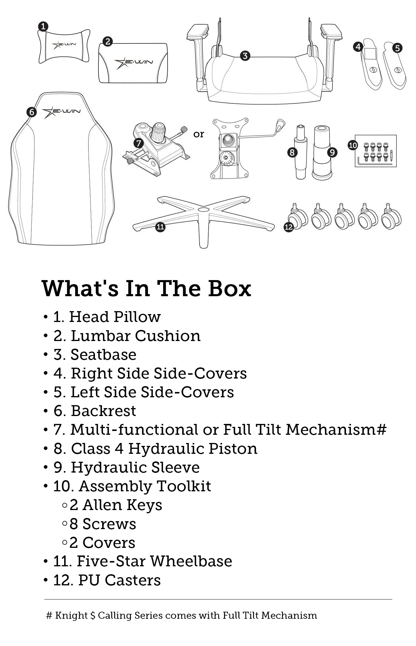 E-WIN Flash XL Size Upgraded Series Ergonomic Computer Gaming Office Chair with Pillows-FLH-XL-REV