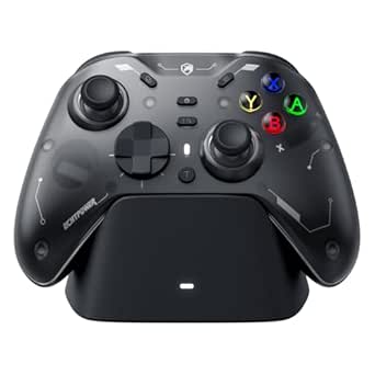 ECHTPower EP04 Wireless PC Controller with TMR Joysticks & Dual Hall Triggers, Multi-Platform Gamepad for PC/Switch/Switch2/iOS/Android, 4-Motor Vibration, Smart Charging Dock, One-Click ABXY Switch