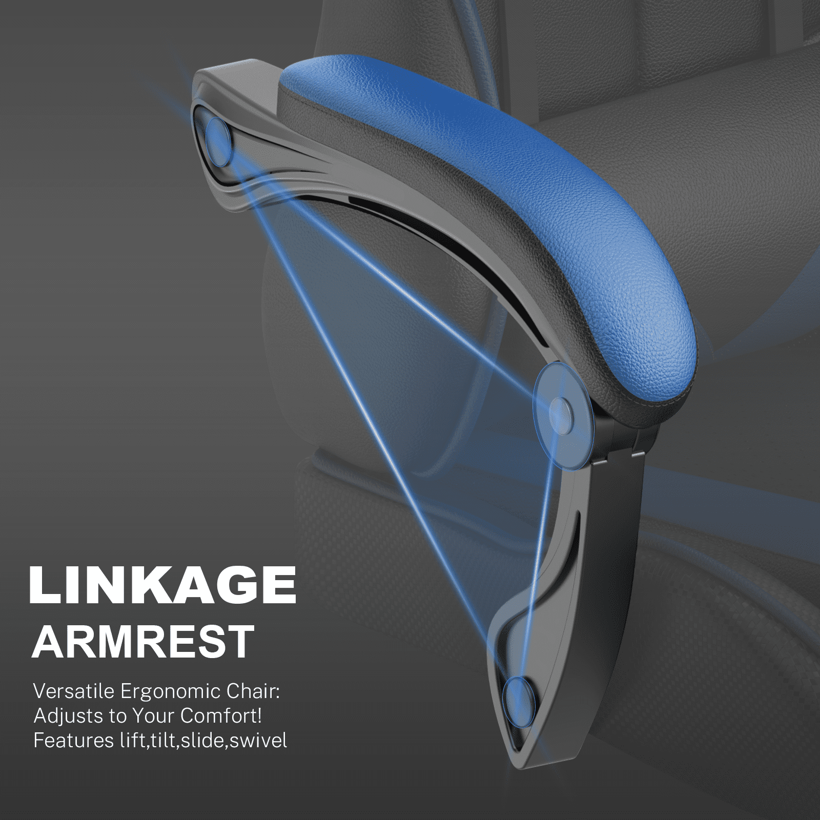 Soontrans Gaming Chair with Footrest, Ergonomic Office Chair High Back with Headrest & Massage Lumbar Support, Swivel Leather Chairs, Blue