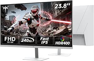 KTC 24 Inch 240Hz Gaming Monitor, FHD 1080p PC Computer Monitor with Fast IPS Panel, 1ms Adaptive Sync, HDR400, 116% sRGB, HDMI/DP/USB2.0 Port, Tilt Adjustment, VESA, Eye Care, White, H24F7