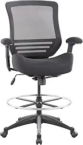 BOLISS 400lbs Mesh Ergonomic Office Drafting Chair Big Adjustable Foot Ring Height Adjustable Armrest (Black)